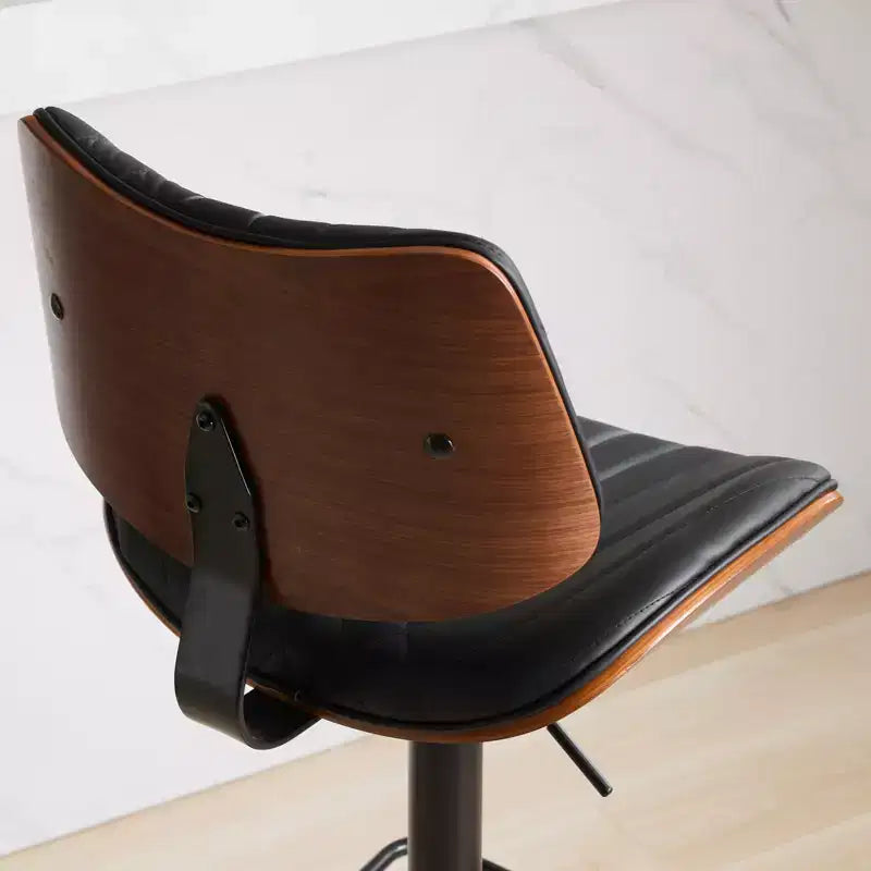 Lot de 2 tabourets de bar pivotants à 360°, hauteur réglable, tabourets de comptoir, chaises de salle à manger, tabourets de cuisine, noyer+noir/beige - ModernLuxe