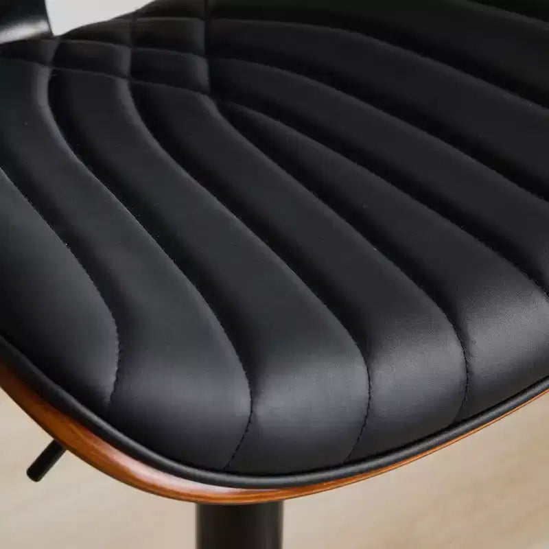 Lot de 2 tabourets de bar pivotants à 360°, hauteur réglable, tabourets de comptoir, chaises de salle à manger, tabourets de cuisine, noyer+noir/beige - ModernLuxe