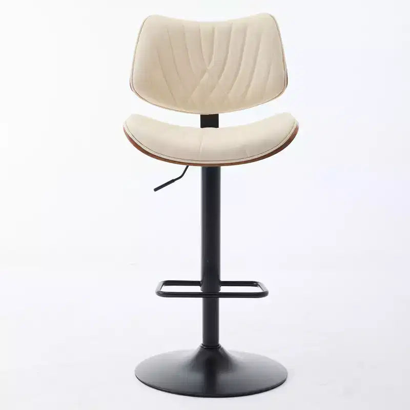 Lot de 2 tabourets de bar pivotants à 360°, hauteur réglable, tabourets de comptoir, chaises de salle à manger, tabourets de cuisine, noyer+noir/beige - ModernLuxe