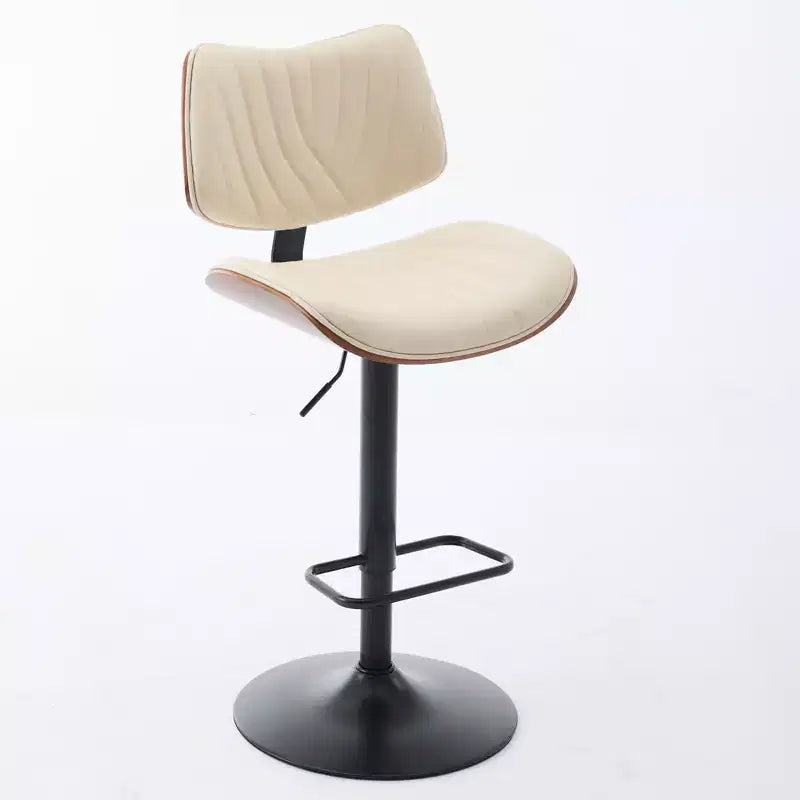 Lot de 2 tabourets de bar pivotants à 360°, hauteur réglable, tabourets de comptoir, chaises de salle à manger, tabourets de cuisine, noyer+noir/beige - ModernLuxe