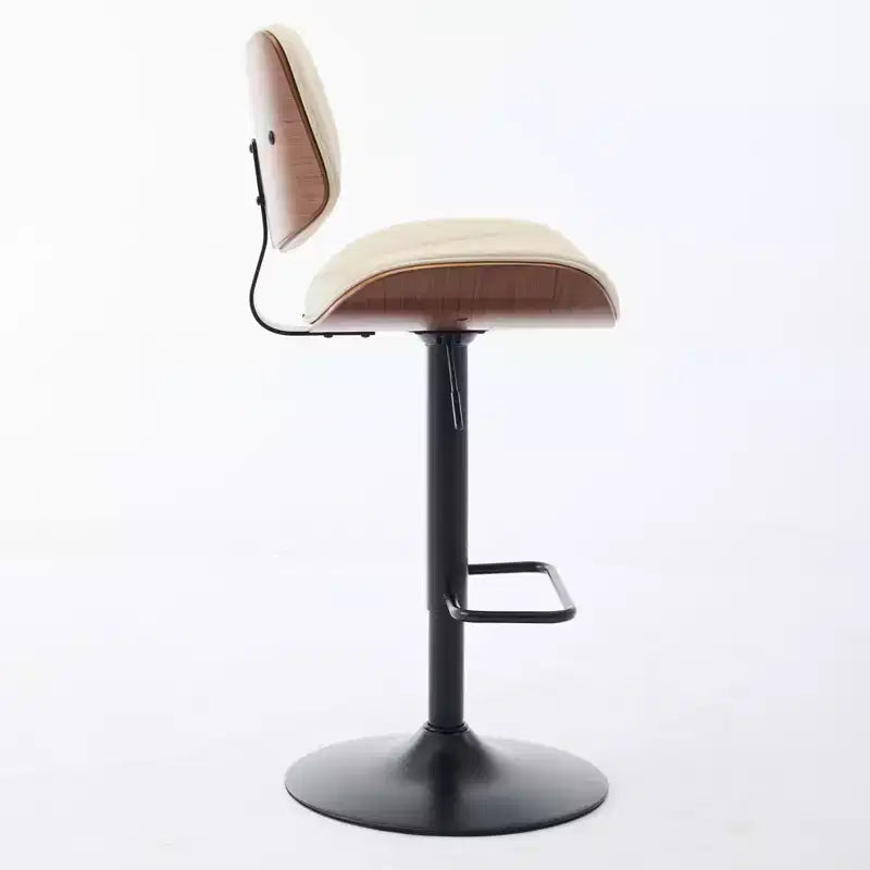 Lot de 2 tabourets de bar pivotants à 360°, hauteur réglable, tabourets de comptoir, chaises de salle à manger, tabourets de cuisine, noyer+noir/beige - ModernLuxe