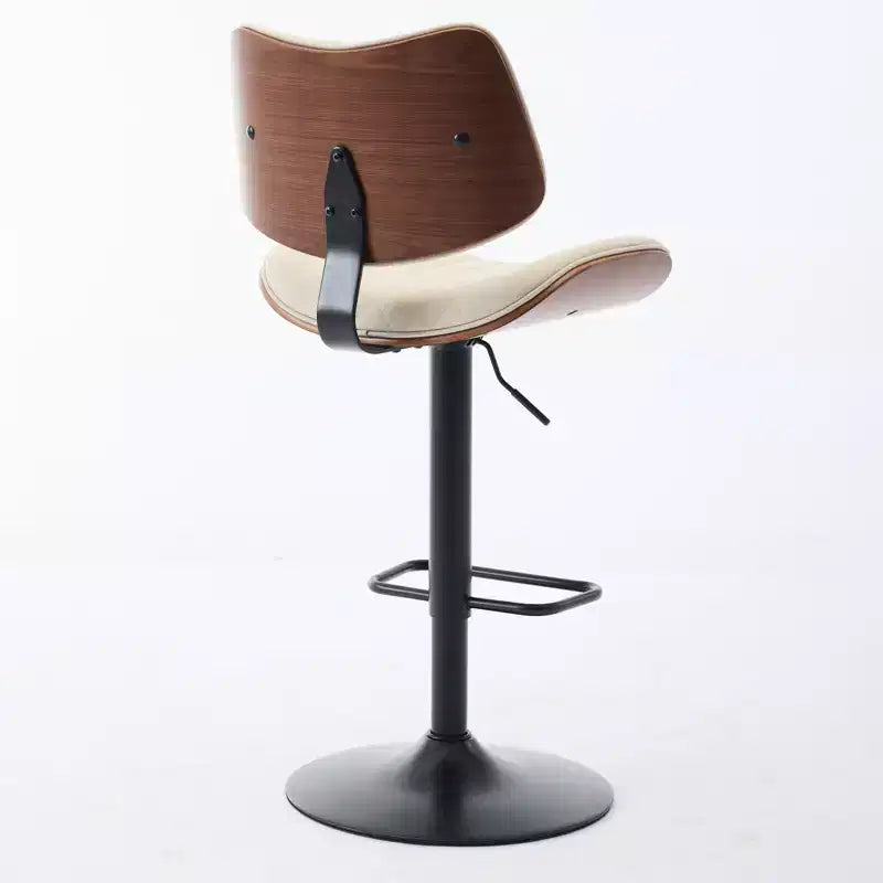 Lot de 2 tabourets de bar pivotants à 360°, hauteur réglable, tabourets de comptoir, chaises de salle à manger, tabourets de cuisine, noyer+noir/beige - ModernLuxe