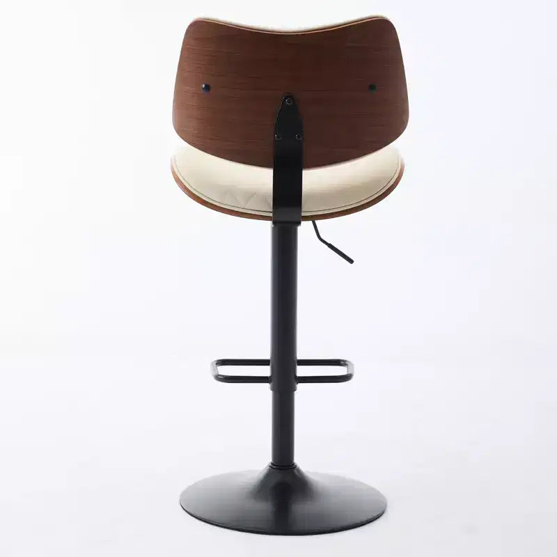 Lot de 2 tabourets de bar pivotants à 360°, hauteur réglable, tabourets de comptoir, chaises de salle à manger, tabourets de cuisine, noyer+noir/beige - ModernLuxe