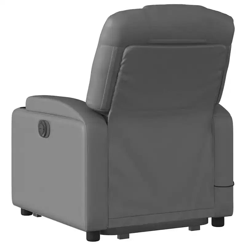 vidaXL Fauteuil inclinable de massage à levage électrique – Inclinable manuel, massage vibrant, porte-gobelets, similicuir, aide électrique pour se lever, gris