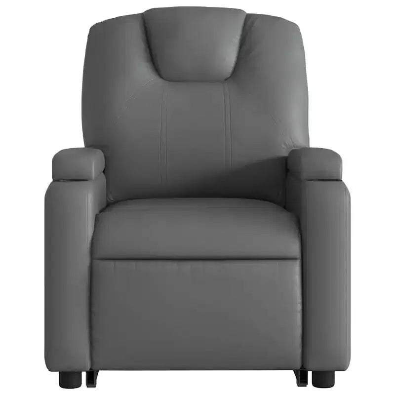 vidaXL Fauteuil inclinable de massage à levage électrique – Inclinable manuel, massage vibrant, porte-gobelets, similicuir, aide électrique pour se lever, gris