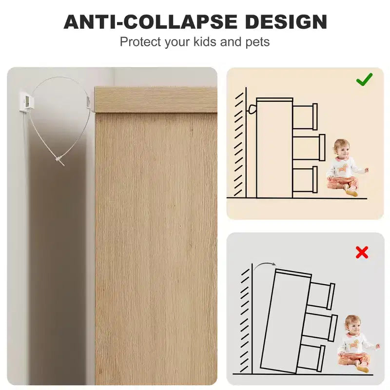 Commode à 6 tiroirs pour chambre à coucher, Organisateur double commode naturel avec poignées encastrées, Commode en bois pour salon, chambre d'enfant ou couloir