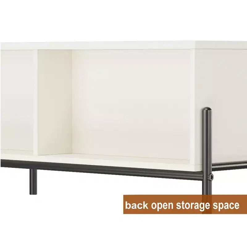 Table basse Garvee avec 2 tiroirs sans poignée, table basse blanche avec étagère de rangement ouverte