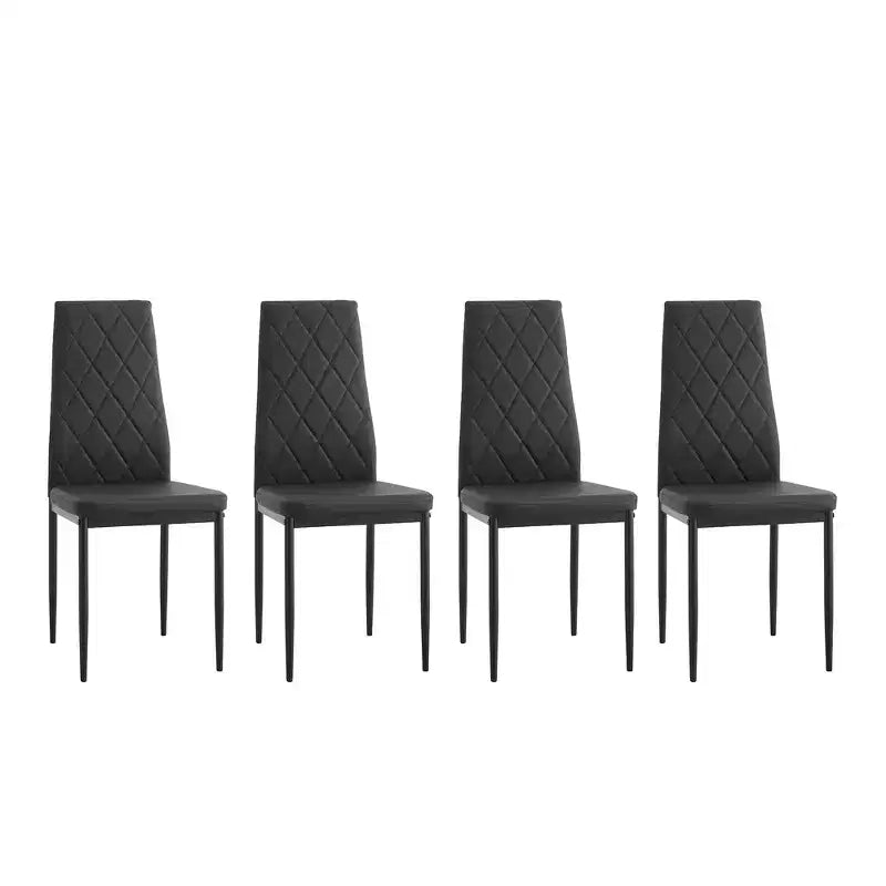 Chaises de salle à manger Okak de style moderne, lot de 4, chaises d'appoint de cuisine confortables en cuir PU avec placage chromé argenté pour table à manger