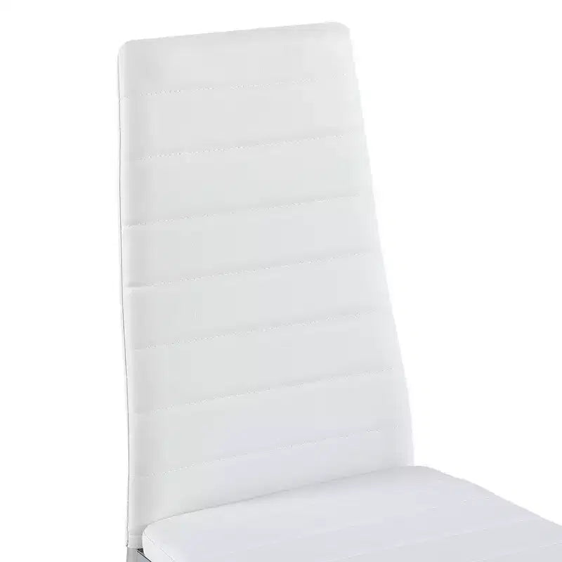 Chaises de salle à manger Okak de style moderne, lot de 4, chaises d'appoint de cuisine confortables en cuir PU avec placage chromé argenté pour table à manger