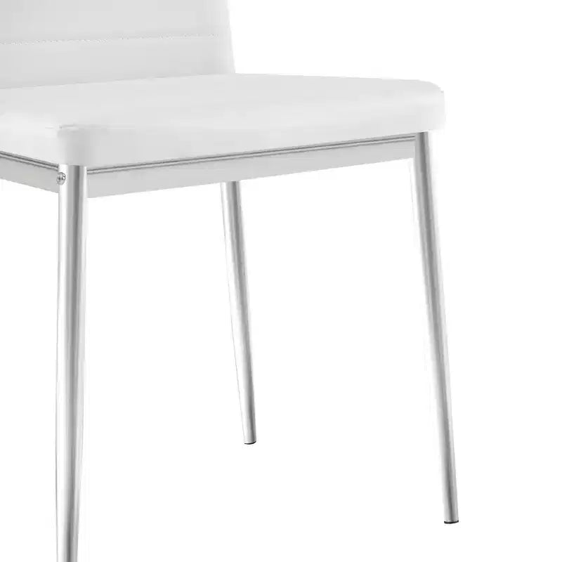 Chaises de salle à manger Okak de style moderne, lot de 4, chaises d'appoint de cuisine confortables en cuir PU avec placage chromé argenté pour table à manger