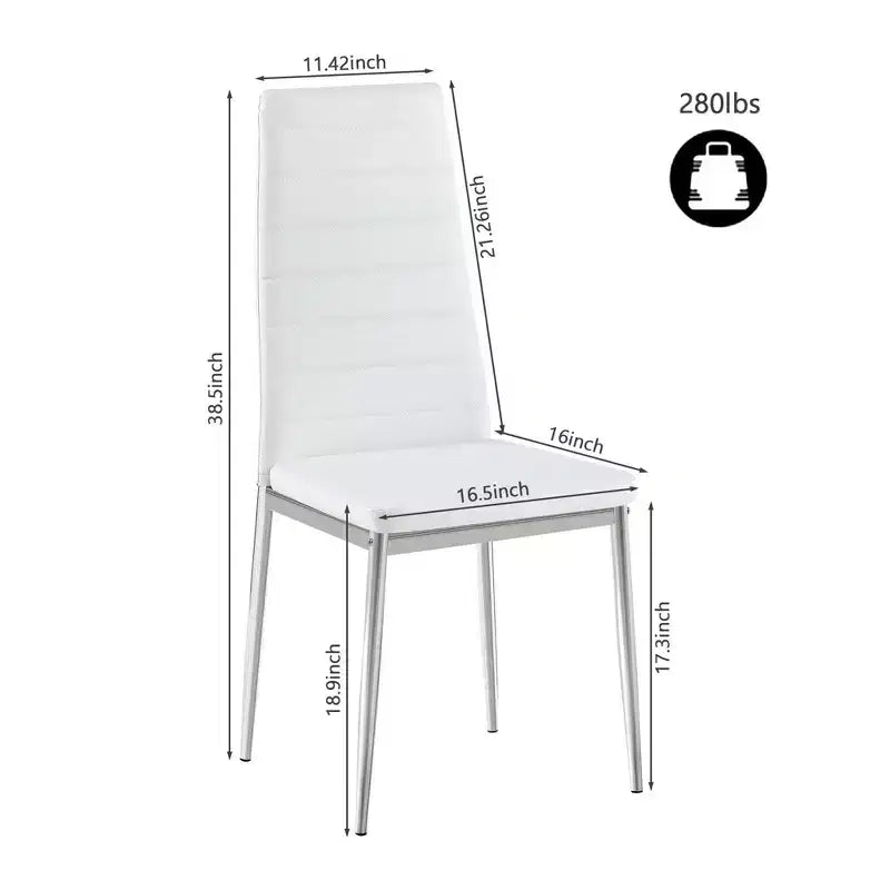 Chaises de salle à manger Okak de style moderne, lot de 4, chaises d'appoint de cuisine confortables en cuir PU avec placage chromé argenté pour table à manger