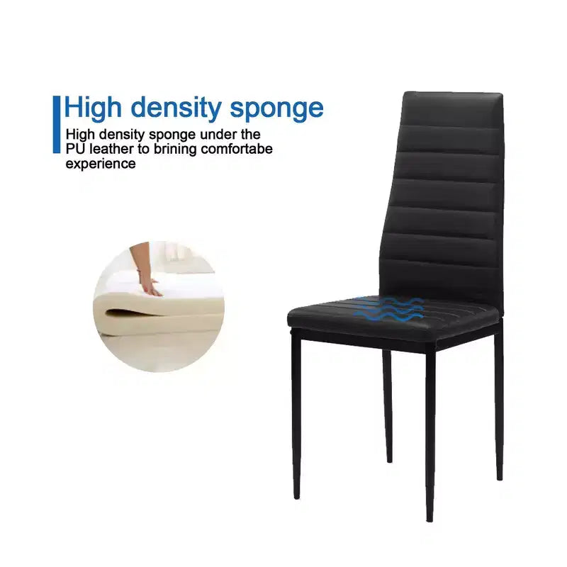 Chaises de salle à manger Okak de style moderne, lot de 4, chaises d'appoint de cuisine confortables en cuir PU avec placage chromé argenté pour table à manger