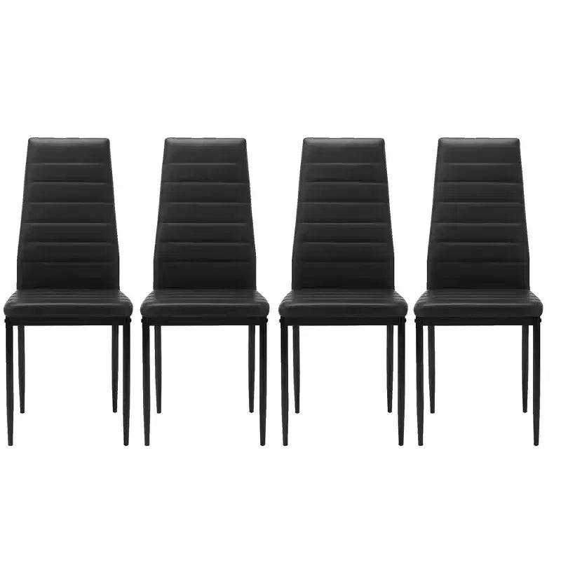 Chaises de salle à manger Okak de style moderne, lot de 4, chaises d'appoint de cuisine confortables en cuir PU avec placage chromé argenté pour table à manger