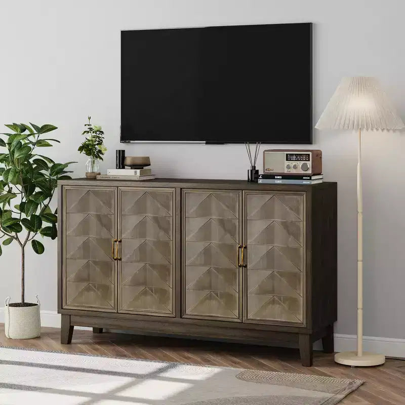 GDFStudio Gragas Vintage 55.12''W Storage Cabinet with 4 Doors and Adjustable Shelves