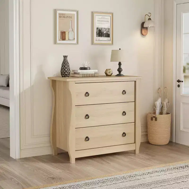 Commode à 3 tiroirs Garvee pour chambre à coucher, commode à tiroirs haute de 74,4 cm avec rangement autonome, commode de rangement en bois pour salon