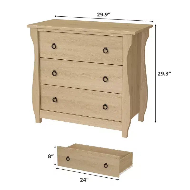 Commode à 3 tiroirs Garvee pour chambre à coucher, commode à tiroirs haute de 74,4 cm avec rangement autonome, commode de rangement en bois pour salon