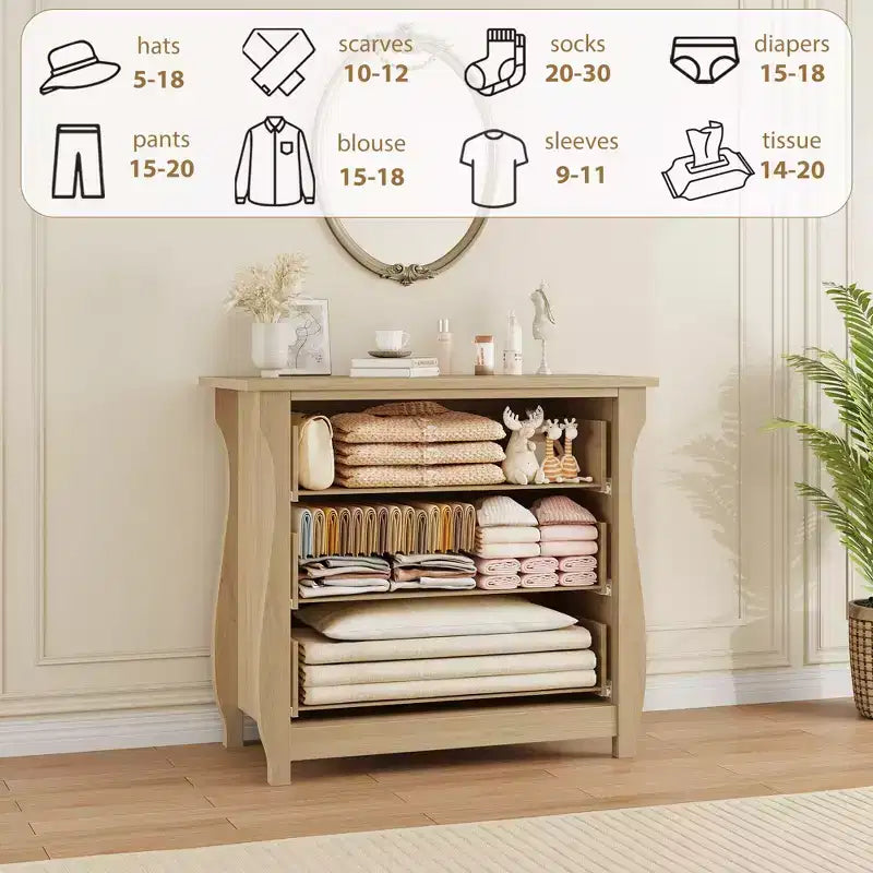 Commode à 3 tiroirs Garvee pour chambre à coucher, commode à tiroirs haute de 74,4 cm avec rangement autonome, commode de rangement en bois pour salon