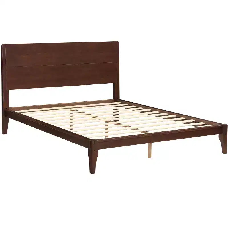 Lit plateforme Merax en bambou de style moderne Mid-Century avec tête de lit et support métallique