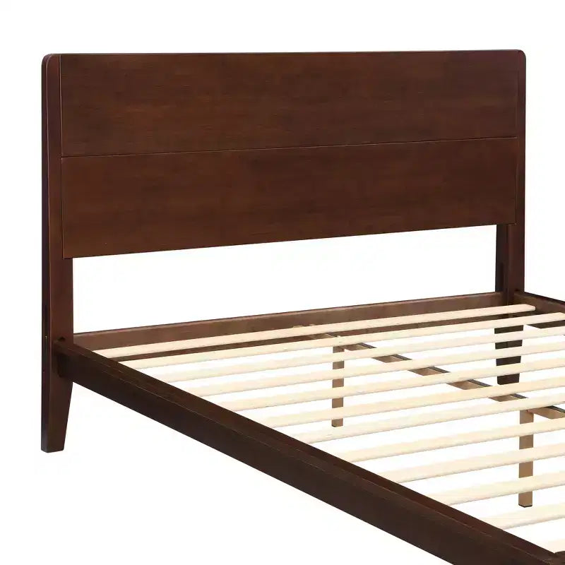Lit plateforme Merax en bambou de style moderne Mid-Century avec tête de lit et support métallique