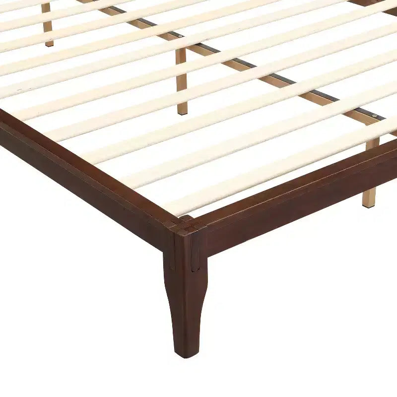 Lit plateforme Merax en bambou de style moderne Mid-Century avec tête de lit et support métallique
