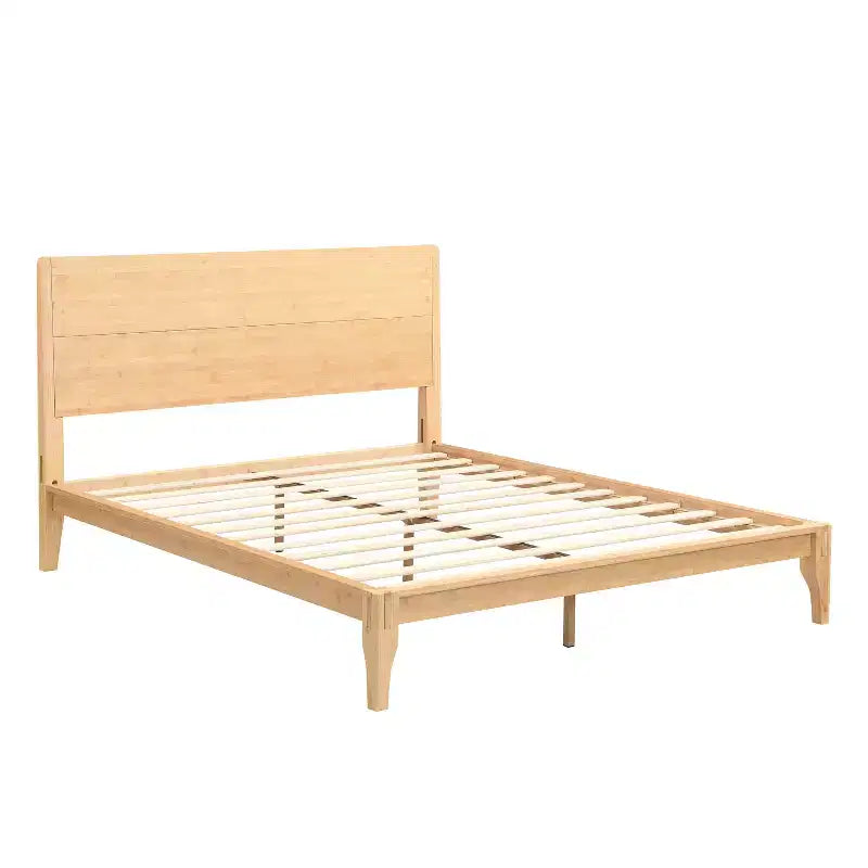 Lit plateforme Merax en bambou de style moderne Mid-Century avec tête de lit et support métallique