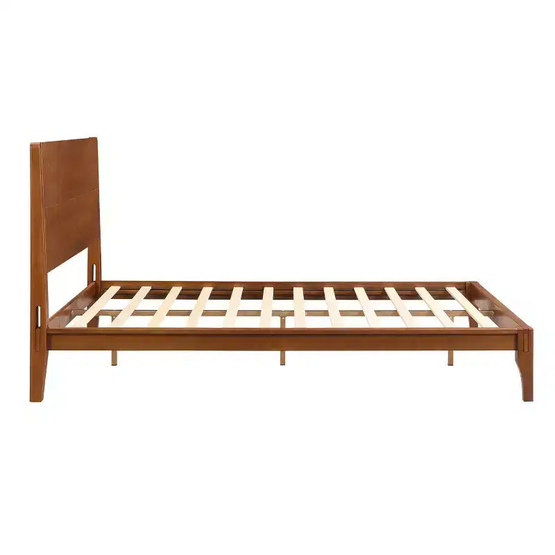 Lit plateforme Merax en bambou de style moderne Mid-Century avec tête de lit et support métallique