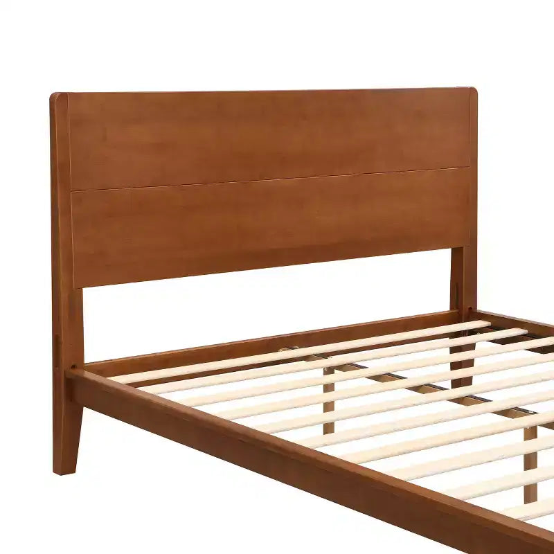 Lit plateforme Merax en bambou de style moderne Mid-Century avec tête de lit et support métallique