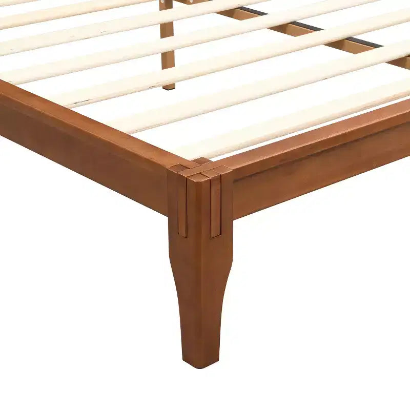 Lit plateforme Merax en bambou de style moderne Mid-Century avec tête de lit et support métallique