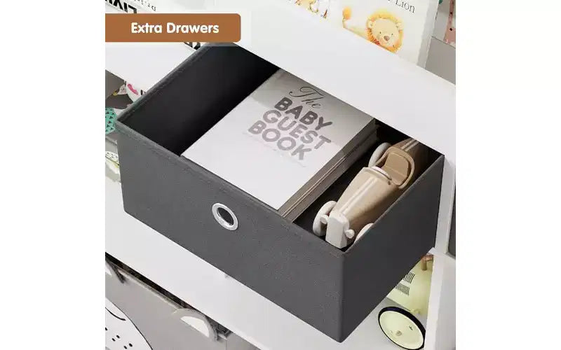 GustoWave Étagère à Livres pour Enfants à 4 Niveaux, Organisateur de Rangement en Bois pour Jouets, avec 10 Compartiments et 2 Tiroirs, Bibliothèque pour Enfants, Meuble de Rangement pour Enfants