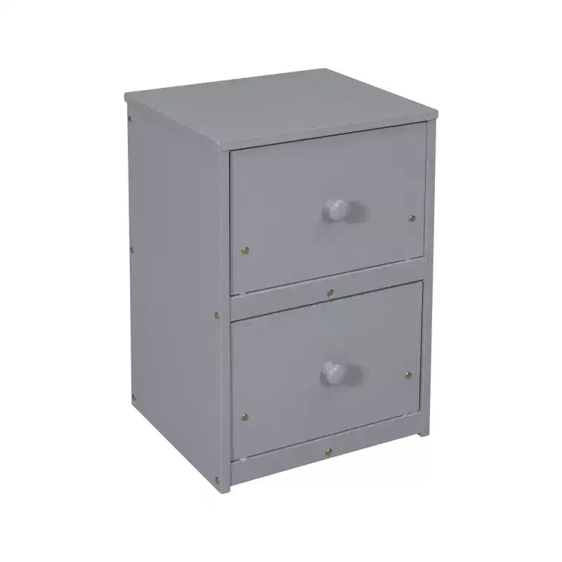 MAYEERTY Lit mezzanine double en bois avec lit d'appoint, bureau intégré, armoire de rangement à 2 tiroirs, barrières de sécurité, gris