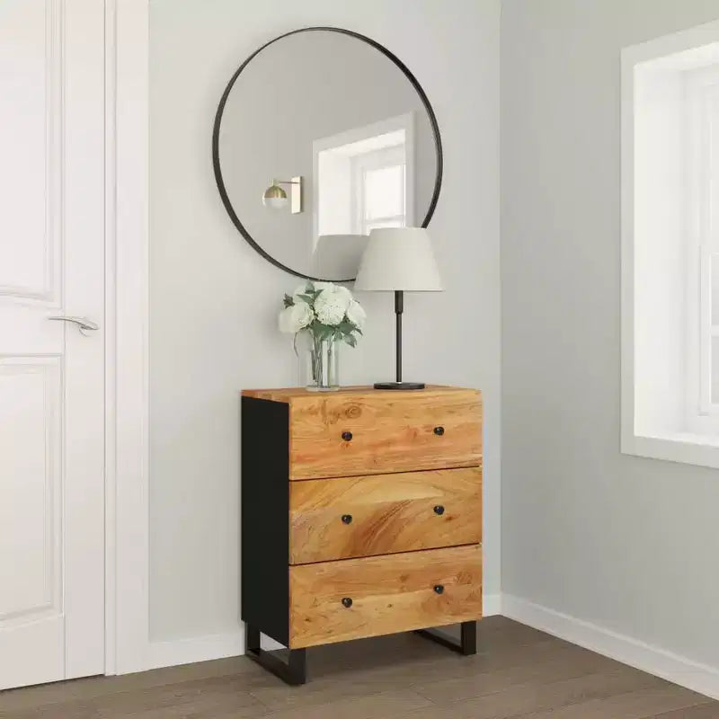 vidaXL Buffet en bois d'acacia massif au charme industriel – Armoire spacieuse et plateau robuste pour exposer la décoration intérieure