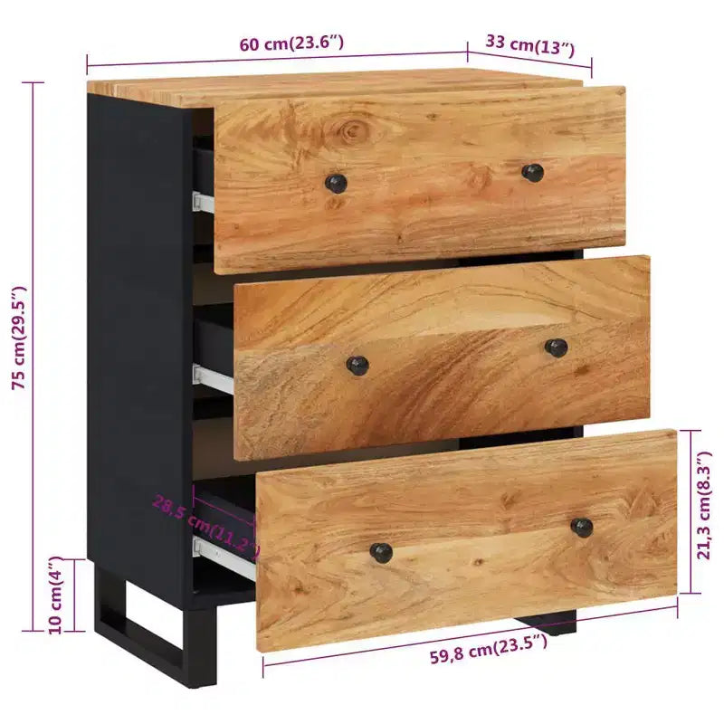 vidaXL Buffet en bois d'acacia massif au charme industriel – Armoire spacieuse et plateau robuste pour exposer la décoration intérieure