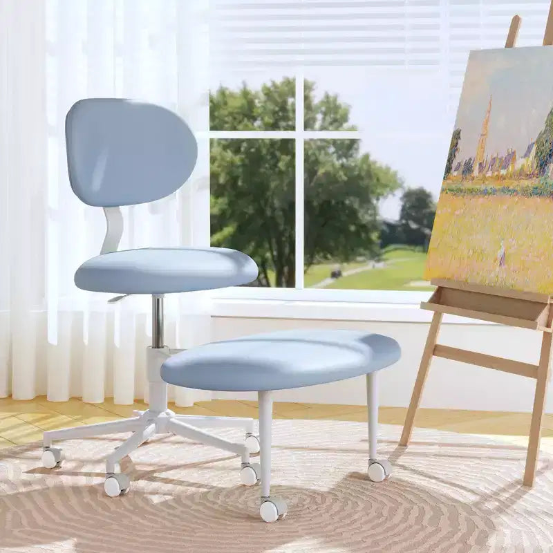 Chaise ergonomique Pinmoco entrecroisée avec roulettes, chaise de bureau à domicile sans accoudoirs pour petits espaces, soutien dorsal amélioré, hauteur réglable