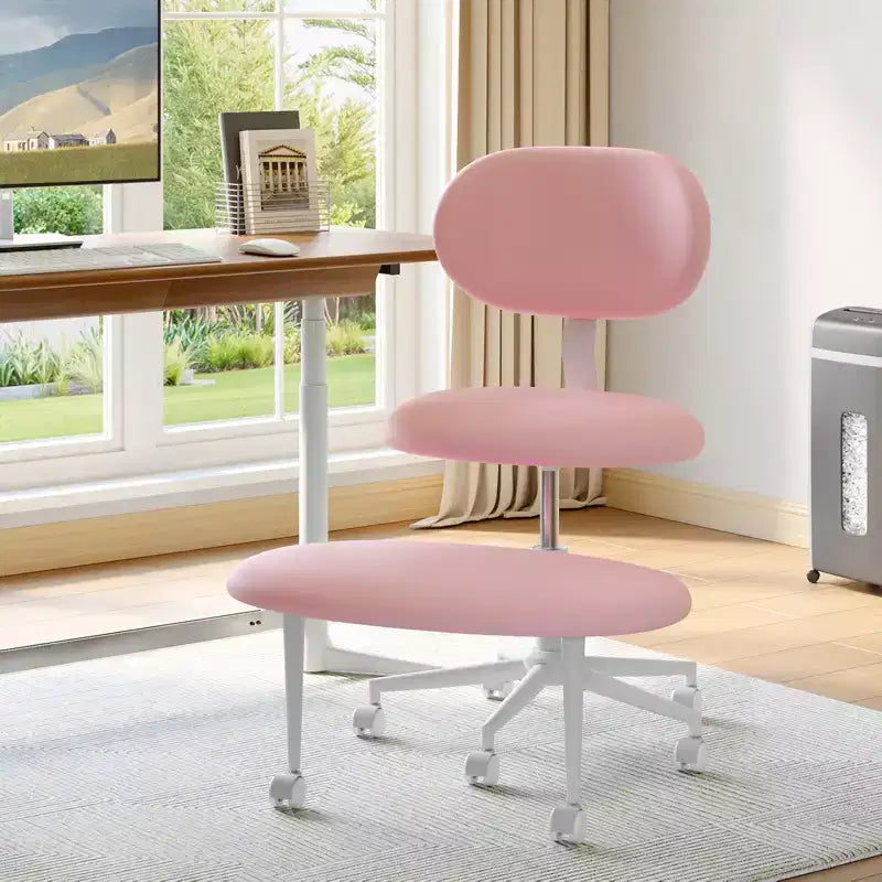 Chaise ergonomique Pinmoco entrecroisée avec roulettes, chaise de bureau à domicile sans accoudoirs pour petits espaces, soutien dorsal amélioré, hauteur réglable