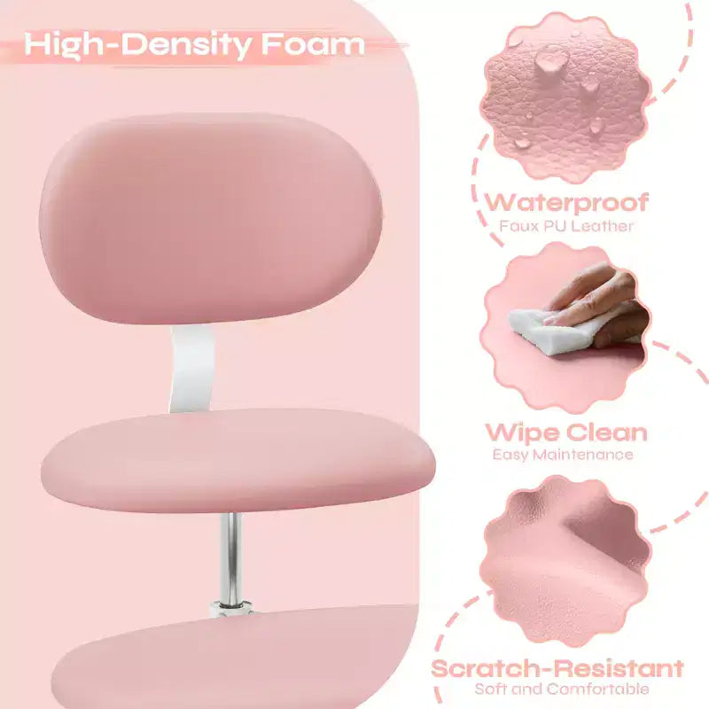 Chaise ergonomique Pinmoco entrecroisée avec roulettes, chaise de bureau à domicile sans accoudoirs pour petits espaces, soutien dorsal amélioré, hauteur réglable