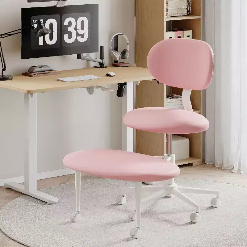 Chaise ergonomique Pinmoco entrecroisée avec roulettes, chaise de bureau à domicile sans accoudoirs pour petits espaces, soutien dorsal amélioré, hauteur réglable