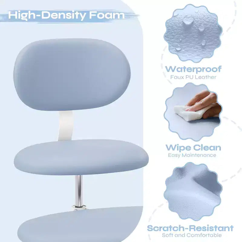 Chaise ergonomique Pinmoco entrecroisée avec roulettes, chaise de bureau à domicile sans accoudoirs pour petits espaces, soutien dorsal amélioré, hauteur réglable