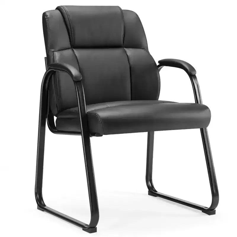 MAYEERTY Fauteuil de salle d'attente 1 place grand et robuste en cuir PU, fauteuil de bureau/visiteur avec accoudoirs rembourrés pour personnes âgées, maison, réception, salle de conférence