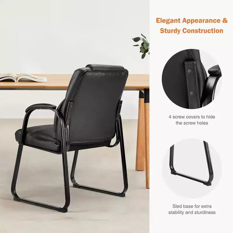 MAYEERTY Fauteuil de salle d'attente 1 place grand et robuste en cuir PU, fauteuil de bureau/visiteur avec accoudoirs rembourrés pour personnes âgées, maison, réception, salle de conférence