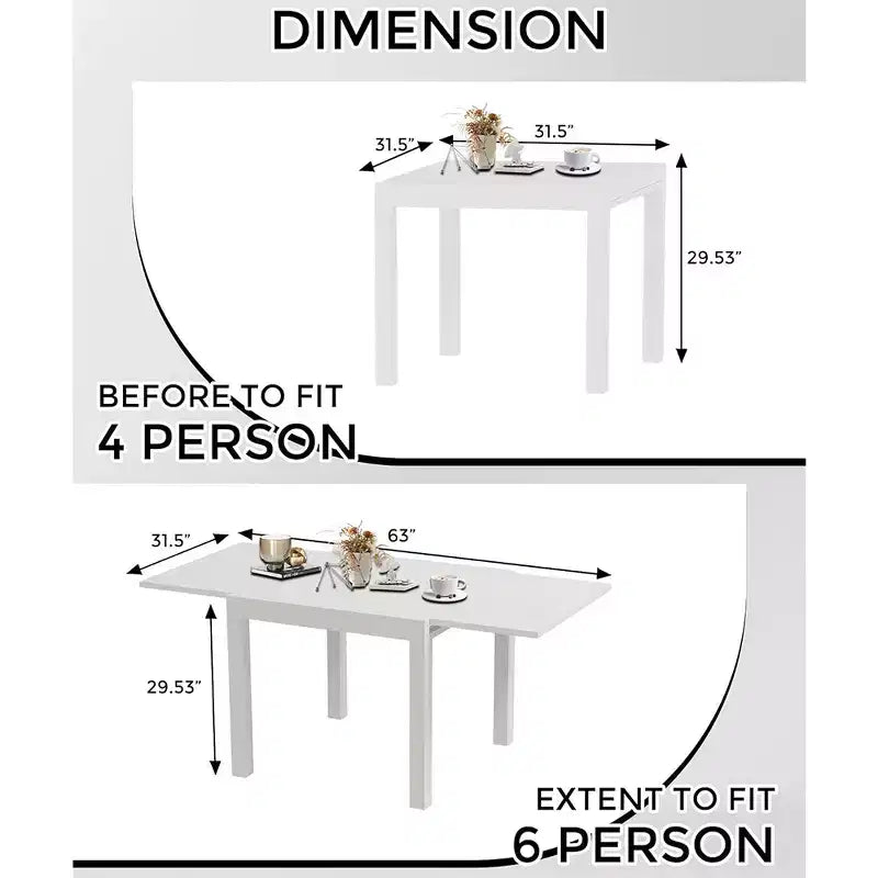 Ensemble table à manger d'extérieur extensible pour 4 à 6 personnes, table de patio de 80-160 cm, cadre en aluminium