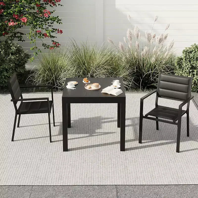 Ensemble table à manger d'extérieur extensible pour 4 à 6 personnes, table de patio de 80-160 cm, cadre en aluminium
