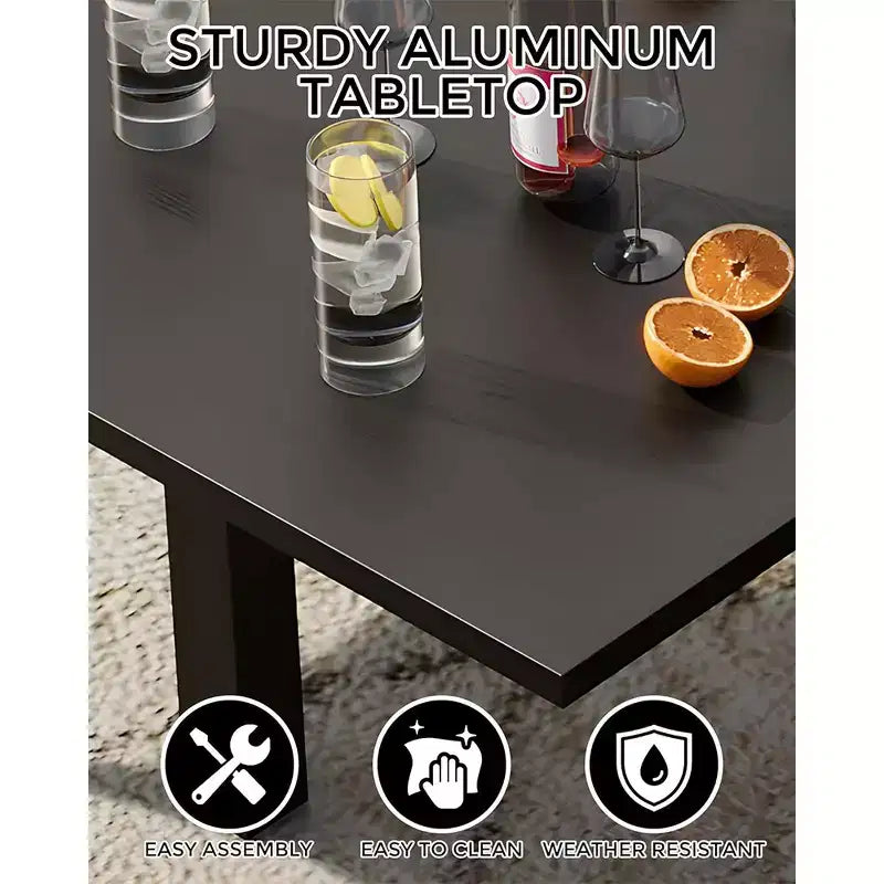 Ensemble table à manger d'extérieur extensible pour 4 à 6 personnes, table de patio de 80-160 cm, cadre en aluminium
