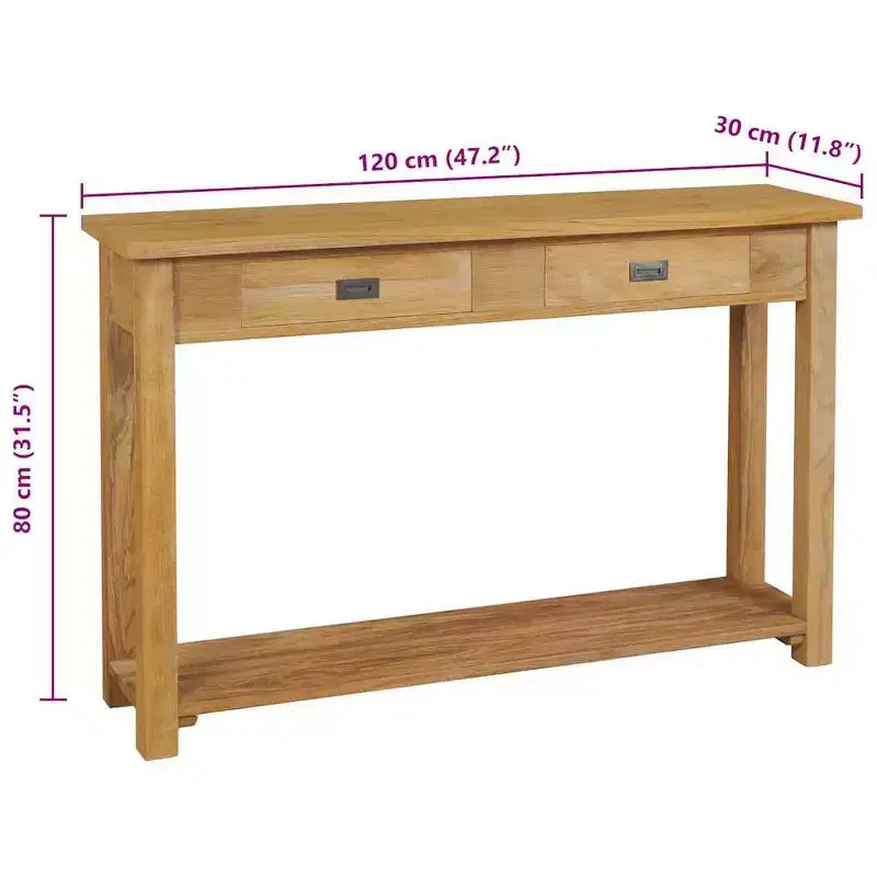 vidaXL Table console en bois naturel Teck massif Table console standard