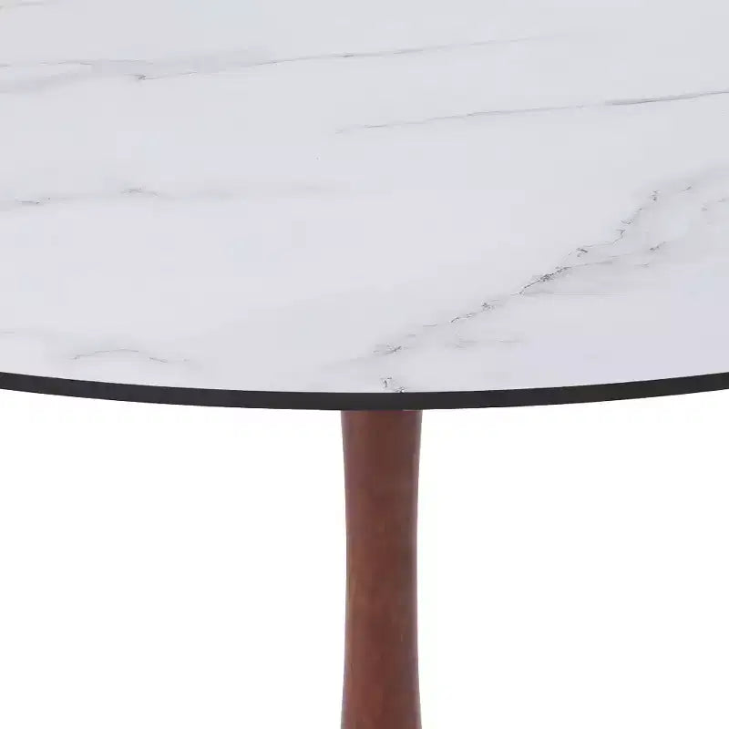 Table à manger ronde LeisureMod Bristol, plateau en MDF avec base de piédestal en acier et bois de cerisier, table d'appoint moderne pour la cuisine, la salle à manger et les petits espaces
