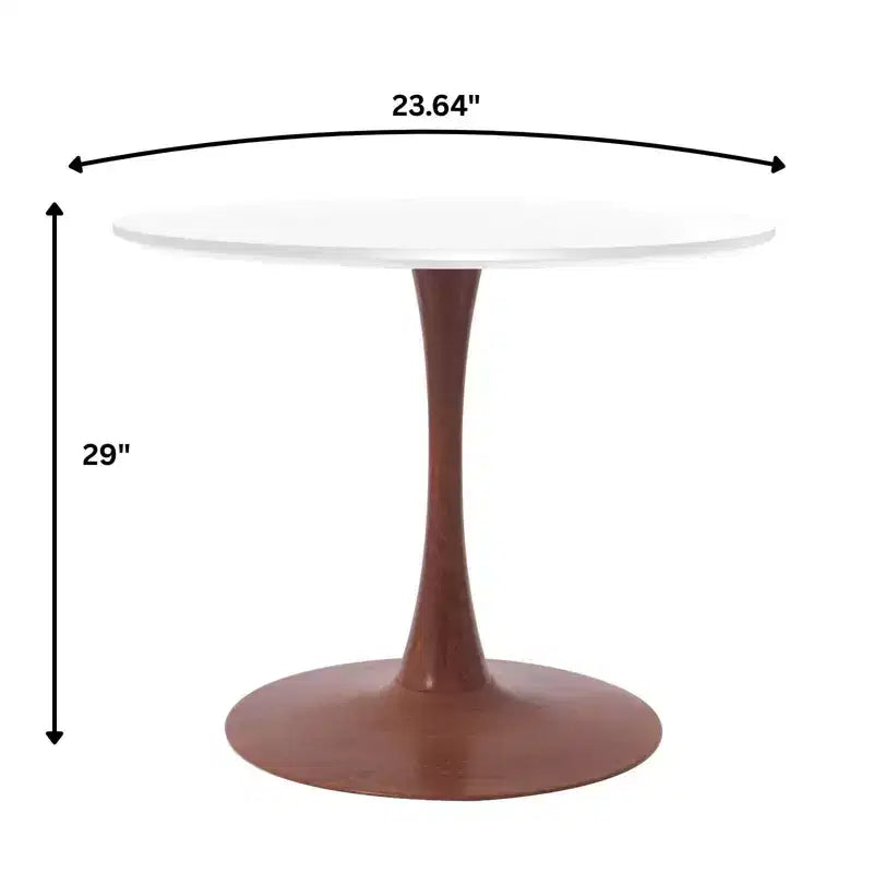 Table à manger ronde LeisureMod Bristol, plateau en MDF avec base de piédestal en acier et bois de cerisier, table d'appoint moderne pour la cuisine, la salle à manger et les petits espaces