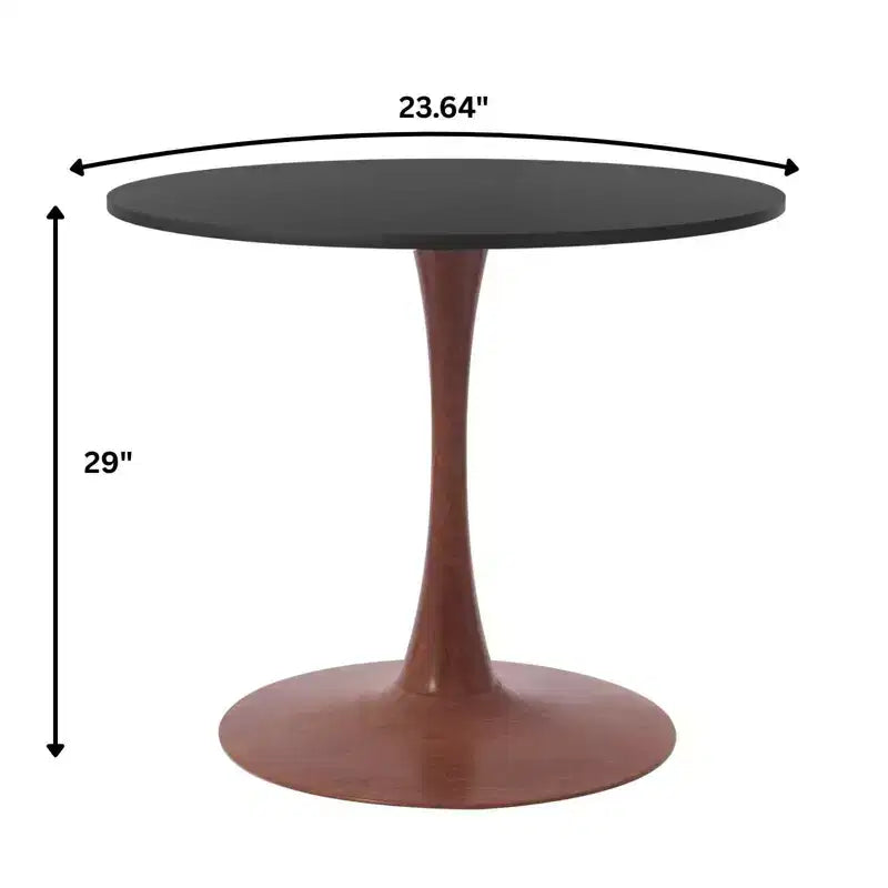 Table à manger ronde LeisureMod Bristol, plateau en MDF avec base de piédestal en acier et bois de cerisier, table d'appoint moderne pour la cuisine, la salle à manger et les petits espaces