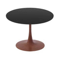 Table à manger ronde LeisureMod Bristol, plateau en MDF avec base de piédestal en acier et bois de cerisier, table d'appoint moderne pour la cuisine, la salle à manger et les petits espaces