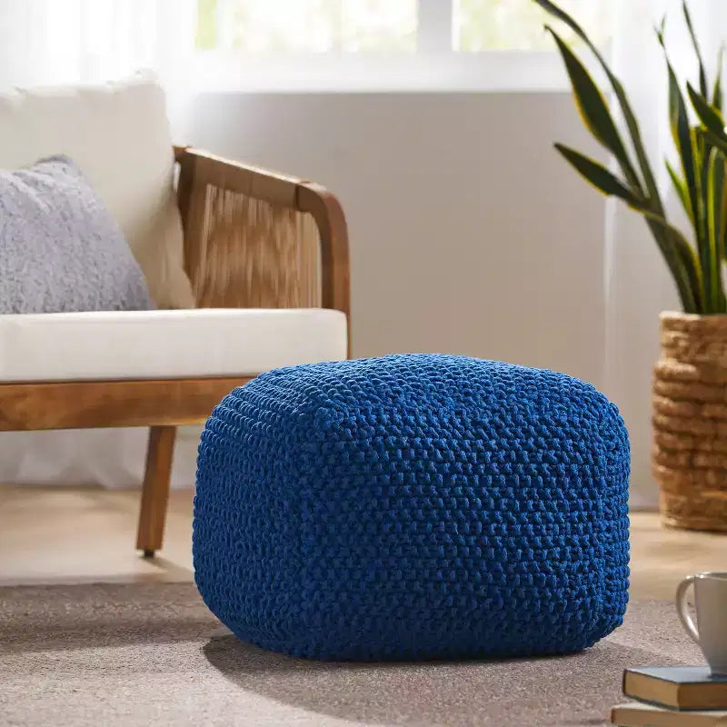 Christopher Knight Home Pim Pouf Carré Moderne en Tricot de Coton