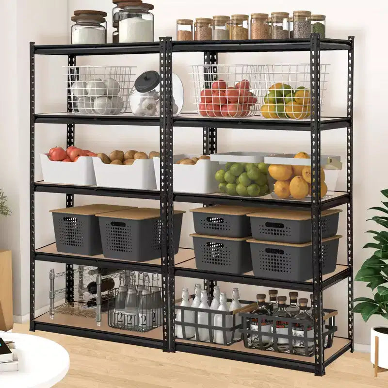Étagères de rangement robustes - Unité de rayonnage métallique réglable à 5 niveaux pour l'organisation de garage, sous-sol et garde-manger