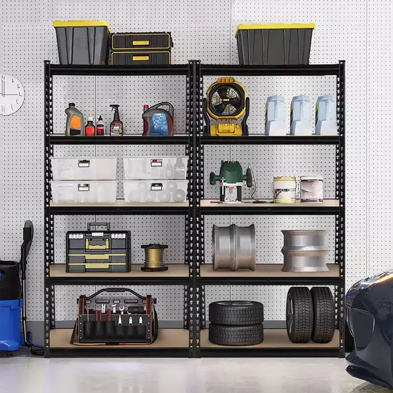 Étagères de rangement robustes - Unité de rayonnage métallique réglable à 5 niveaux pour l'organisation de garage, sous-sol et garde-manger